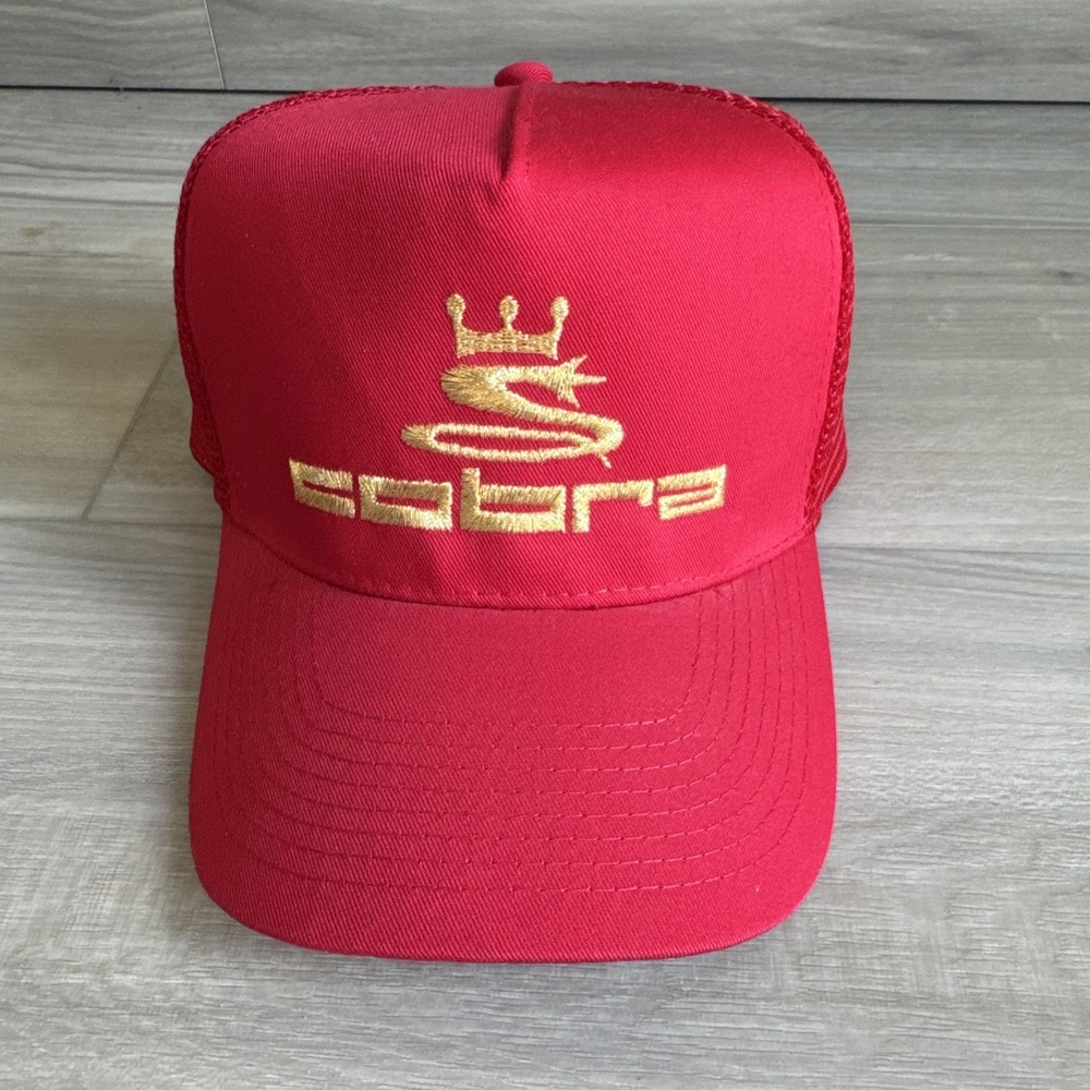 Vintage OTTO Cobra Golf Hat Cap Mesh Trucker Red Gold Embroidered Snap Back